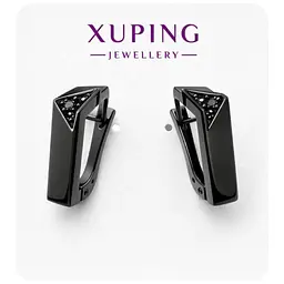 Сережки Xuping у чорному металі з геометричним дизайном гіпоалергенна прикраса для щоденного образу