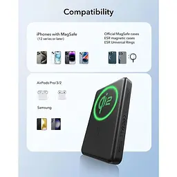 Портативний зарядний пристрій ESR MagSafe з сертифікатом Qi2 ємність 10 000 мАг при 15 Вт швидке заряджання світлодіодний дисплей - мініатюра 8