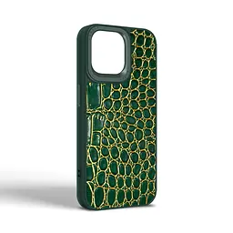 Кожаный чехол для Apple iPhone 15 Pro Max, Harder Crocosaur, зеленый, термополиуретан ТПУ + экокожа с текстурой крокодила, панель, защита корпуса, противоударный, микрофибра, рамка вокруг камеры, защита всего корпуса, (ARM76708) - мініатюра 2
