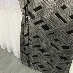 Жакардові штори "геометрія" чорного кольору 2шт. 150х270 з білим шифоновим тюлем 400х270, на тасьмі ALBO pbe0052576 - мініатюра 6