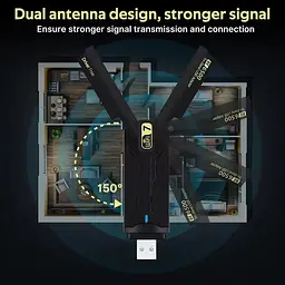 Мережевий адаптер Wi-Fi 7 USB FENVI FU-BE6500 трьохдіапазонний бездротовий mu-mimo Black (19123) - мініатюра 8