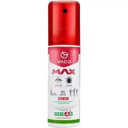 Спрей від комах Vaco Max від комарів, кліщів і мошок Deet 30% з пантенолом 80 мл (5901821952590)