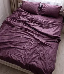 Постільна білизна сімейна Dushka Home Страйп сатин 20535 160х215х2 см сливова - мініатюра 3