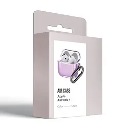 Чохол для навушників Apple AirPods 4, фіолетовий, Air, термополіуретан (TPU), протиударний, захист від подряпин, пилу і ударів, футляр з карабіном для кріплення, точні вирізи для доступу до роз"ємів, ArmorStandart (ARM82617) - мініатюра 3