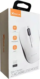 Мишка XTRIKE ME GW-116, бездротова 2.4G, 1000dpi., 3кн., біла (GW-116WH)