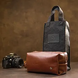 Шкіряна чоловіча косметичка Grande Pelle 11418 коричневий - мініатюра 10