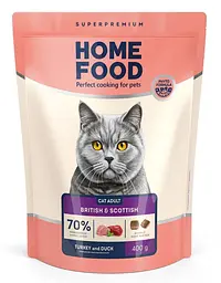 Корм для котів британської породи Home Food з індичкою та качкою 0,4кг