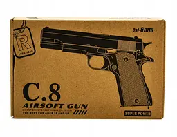 Іграшковий пістолет для страйкболу Airsoft Gun C.8 реалістична ігрова модель Чорний - мініатюра 7