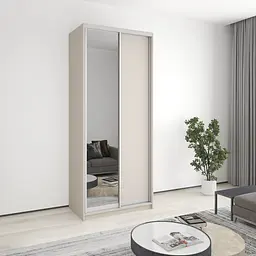 Шафа-купе дводверна MebelStar Стандарт AL ДСП/Дзеркало 100x45x240 см Кашемір (MBS-3690)