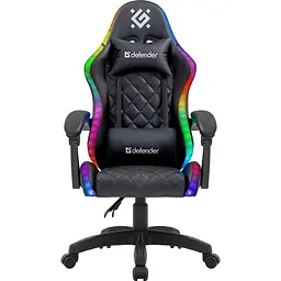 Крісло ігрове Defender Energy, Клас 4, 50 мм, PU, RGB, чорне