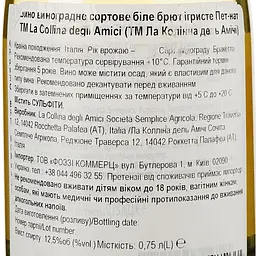 Вино ігристе La Collina Degli Amici Pet-Nat bianco біле сухе 0.75 л - мініатюра 3
