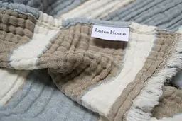 Рушник Lotus Home - Milana muslin lead blue-khaki 80x160 - мініатюра 5