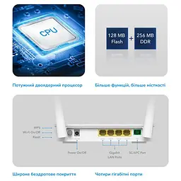 GPON WiFi 5 маршрутизатор Cudy GP1200 гігабітний дводіапазонний, 1 PON Port/4 Gigabit RJ45 AC1200 (73-00542) - мініатюра 4