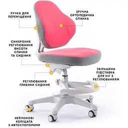 Дитяче крісло Evo-Kids Mio Classic Pink (Y-405 KP) - мініатюра 3