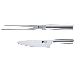 Набір Bergner Bbq Lovers ніж та виделка для м'яса сріблястий (BG-40220-MM) - мініатюра 2