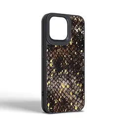 Кожаный чехол для Apple iPhone 14 Pro Max, Harder Nagas, черный, термополиуретан ТПУ + экокожа с имитацией кожи Наги, панель, защита корпуса, противоударный, микрофибра, рамка вокруг камеры, защита всего корпуса, (ARM76757) - мініатюра 2