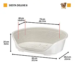 Пластиковий лежак для собак і котів Ferplast Siesta Deluxe 8 бордовий 82×59,5×25 см 70208929 - мініатюра 2