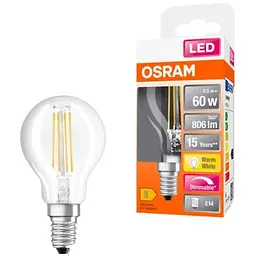 Лампочка Osram LED CL P60 DIM 6,5W/827 230V FIL E14 10x1 (4058075447875) - мініатюра 3