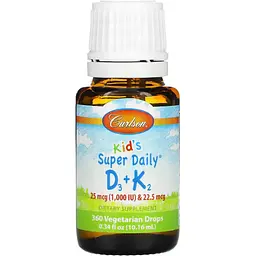 Набір: вітамін D3+K2 для дітей Carlson Kid's Super Daily D3+K2 1000 МО 22.5 мкг у краплях 10.16 мл  + вітамін D3+K2 Carlson Vitamin D3+K2 2000 МО 90 мкг 30 вегетаріанських капсул - мініатюра 2
