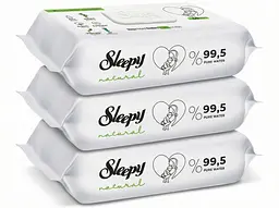Вологі серветки для дітей Sleepy Naturаl Baby 60 шт. Комплект 3 упаковки. Догляд за чутливою шкірою малюка
