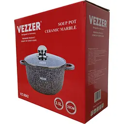 Каструля Vezzer з кришкою 22 см 3.5 л сіра (VZ8042) - мініатюра 5