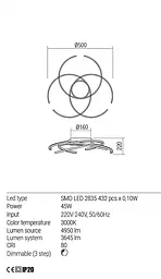 Стельовий світильник Redo ALIEN PL LED 45W D500 3000K SAND WHITE (4.1.2) 01-1799 - мініатюра 3