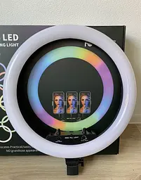 Світлодіодна кільцева лампа для селфі 45 см / Світлодіодна лампа RGB з пультом + сумка (MJ18) - мініатюра 4