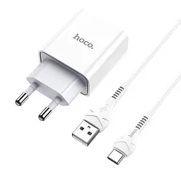 МЗП Hoco C81A Asombroso 2.1A (1USB-A) + кабель USB to Type-C Білий