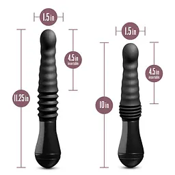 Пульсатор Blush Temptasia - Lazarus Thrusting Dildo - Black, ребристий стовбур, 3 швидкості - мініатюра 5