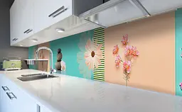 Кухонний фартух Камені і Квіти вінілова наклейка для кухні Абстракція Блакитний Happy Pocket Z181394 - мініатюра 6