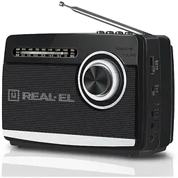 Радіоприймач 1.0 Real-El X-510 Black, 3 Вт, пластиковий корпус, FM/AM/SW, USB, SD/microSD, акумулятор, ліхтарик