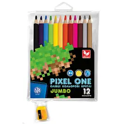 Олівці кольорові Школярик Джамбо Pixel One 12 кольорів (312221005-UA)