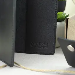 Подарунковий чоловічий набір HandyCover №50: Гаманець + обкладинка на паспорт + ключниця (чорний) - мініатюра 4