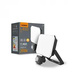 LED прожектор Videx F3 30W 5000K з датчиком руху 220V Black (VLE-F3-0305B-S) - мініатюра 2