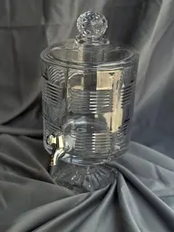 Диспенсер для напоїв скляний на ніжці з кришкою та краном KENKO KF3045-3, декоративний скляний лимонадник, місткість для соку - мініатюра 6