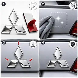 Емблема Mitsubishi 95х82 мм Хром Пластик на скотчі (OEM: MN126476) - мініатюра 2