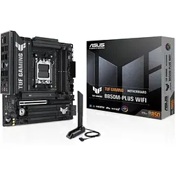 Материнська плата AM5 Asus TUF GAMING B850M-PLUS WIFI, B850, 4xDDR5, Int.Video (CPU), 4xSATA3, 3xM.2, 1xPCI-E 5.0 x16, 1xPCI-E 4.0 x1, ALC1220P, Realtek 2.5Gb, WiFi 6E, Bluetooth 5.3, 10xUSB 3.2 / 6xUSB 2.0, HDMI/DP, MicroATX