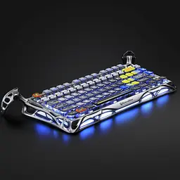 GravaStar Клавіатура механічна Mercury K1 Pro 80keys, GravaStar x Kailh Speedy Mint, BT/WL/USB, RGB, Interstellar Silver - мініатюра 7