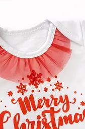 Новорічний комплект для дівчинки Merry Christmas з червоною фатіновою спідницею - мініатюра 4