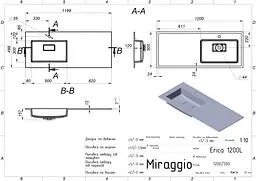 Умивальник Miraggio ERICA 1200 L (8813569) Mirasoft, Матовий, Накладний/Врізний, Білий - мініатюра 3
