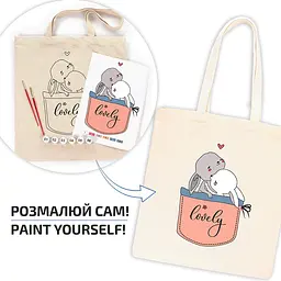 Екосумка-розмальовка, Милі зайченята , бавовна 220 г/м2, 38х42см, ROSA Talent - мініатюра 3