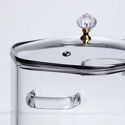 Каструля скляна Yiwu HP-34-41 шестигранна 3.5 л з кришталевою ручкою для варіння та тушкування - мініатюра 5