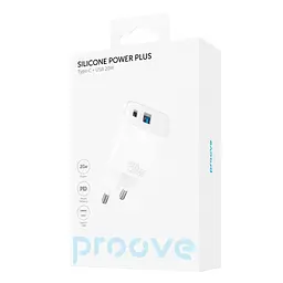 Зарядний пристрій адаптер Proove Silicone Power Plus 20 W (Type-C + USB) біле - мініатюра 5