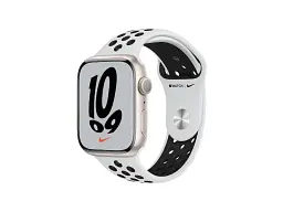 Смарт-годинник Apple Watch Nike Series 7 GPS 45mm Starlight Aluminum Case w. Pure Platinum/Black Nike Sport Band (MKNA3)