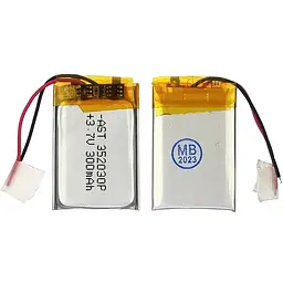 Акумулятор 352030P універсальний з контролером, 3,8 х 20 х 30 мм (250 mAh)/ для TWS навушників, bluetooth гарнітур, MP3 плеєрів