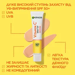 Сонцезахисний денний флюїд з вітаміном С для надання блиску шкірі обличчя Garnier Skin Naturals SPF50+ 40 мл - мініатюра 7