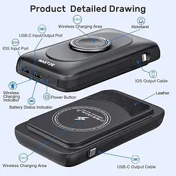 Портативний зарядний пристрій Genmifly 10000 mAh магнітний - мініатюра 7