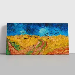 Інтер'єрна картина Пшеничне поле з круками, Вінсент ван Гог, Vincent van Gogh, Wheatfield, інтер'єрний декор, 29×60 см (id6659)