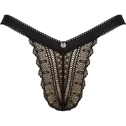 Мереживні трусики із заниженою талією Obsessive Estiqua panties M/L, чорні