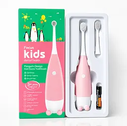 Дитяча електрична зубна щітка Пінгвінчик Focus Kids. Рожева